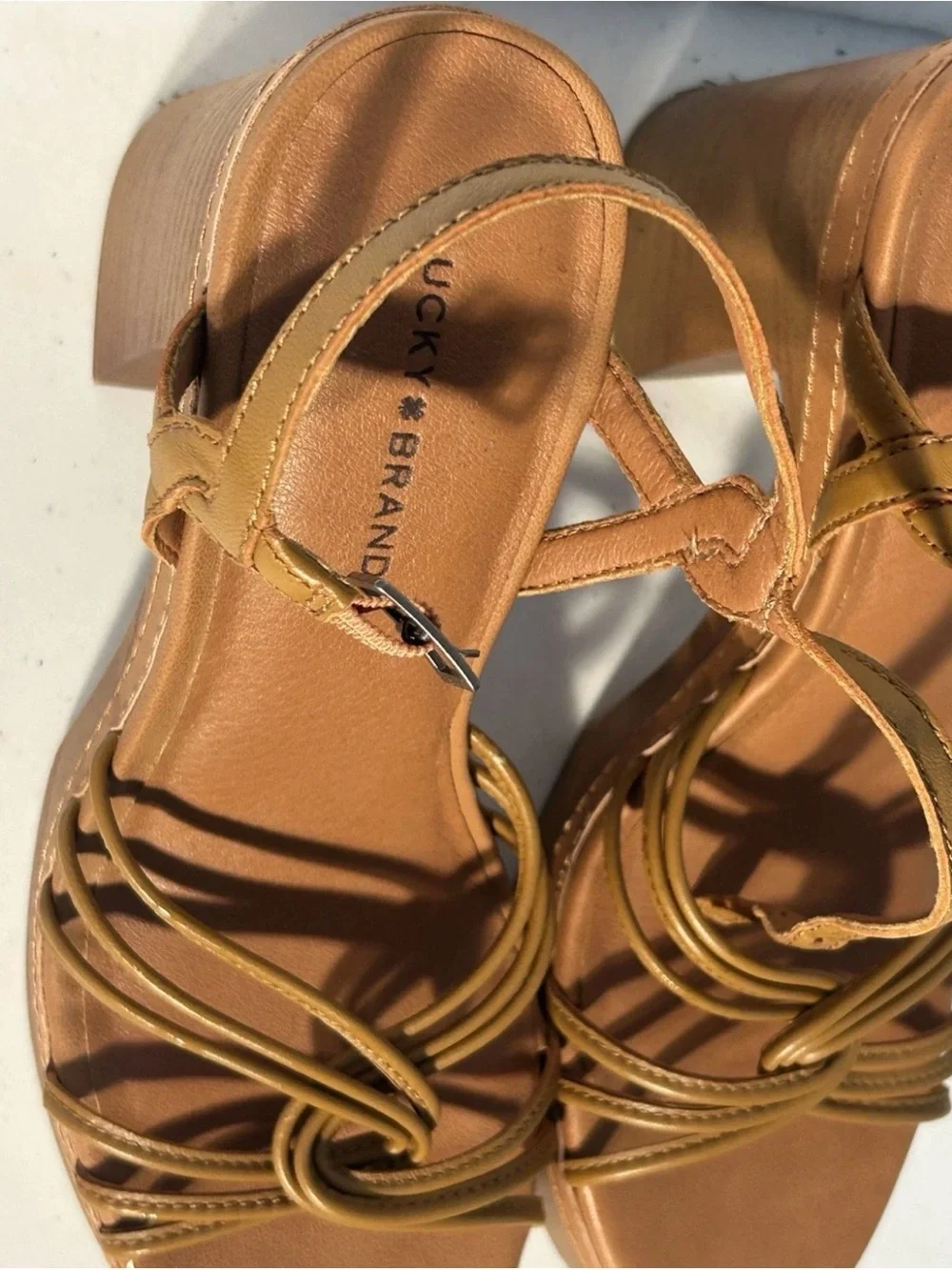 Lucky Brand Tan Strappy Platform Sandals